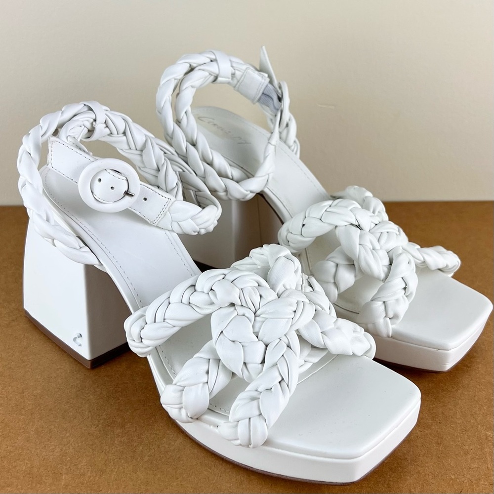 NEW SAM EDELMAN CIRCUS WHITE BRAIDED SANDALS - Picture 2 of 12